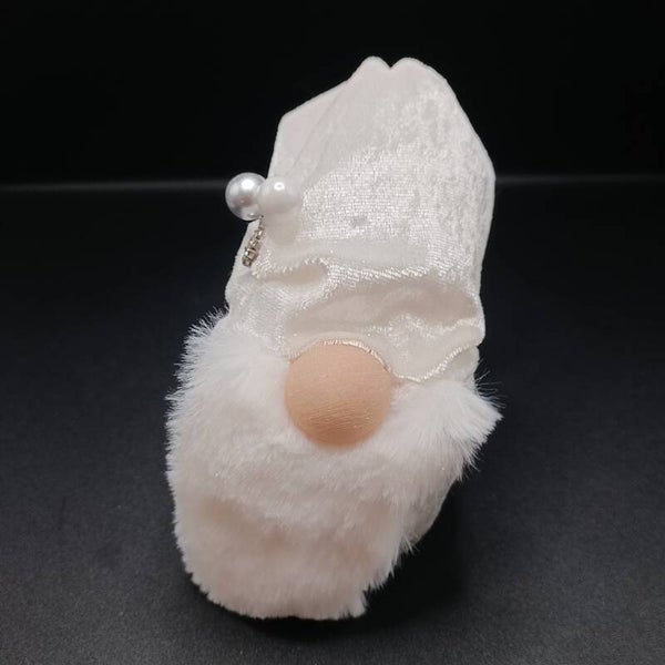 Gnome de Noel - Petit Lutin de Noel Artisanal en velours  Blanc