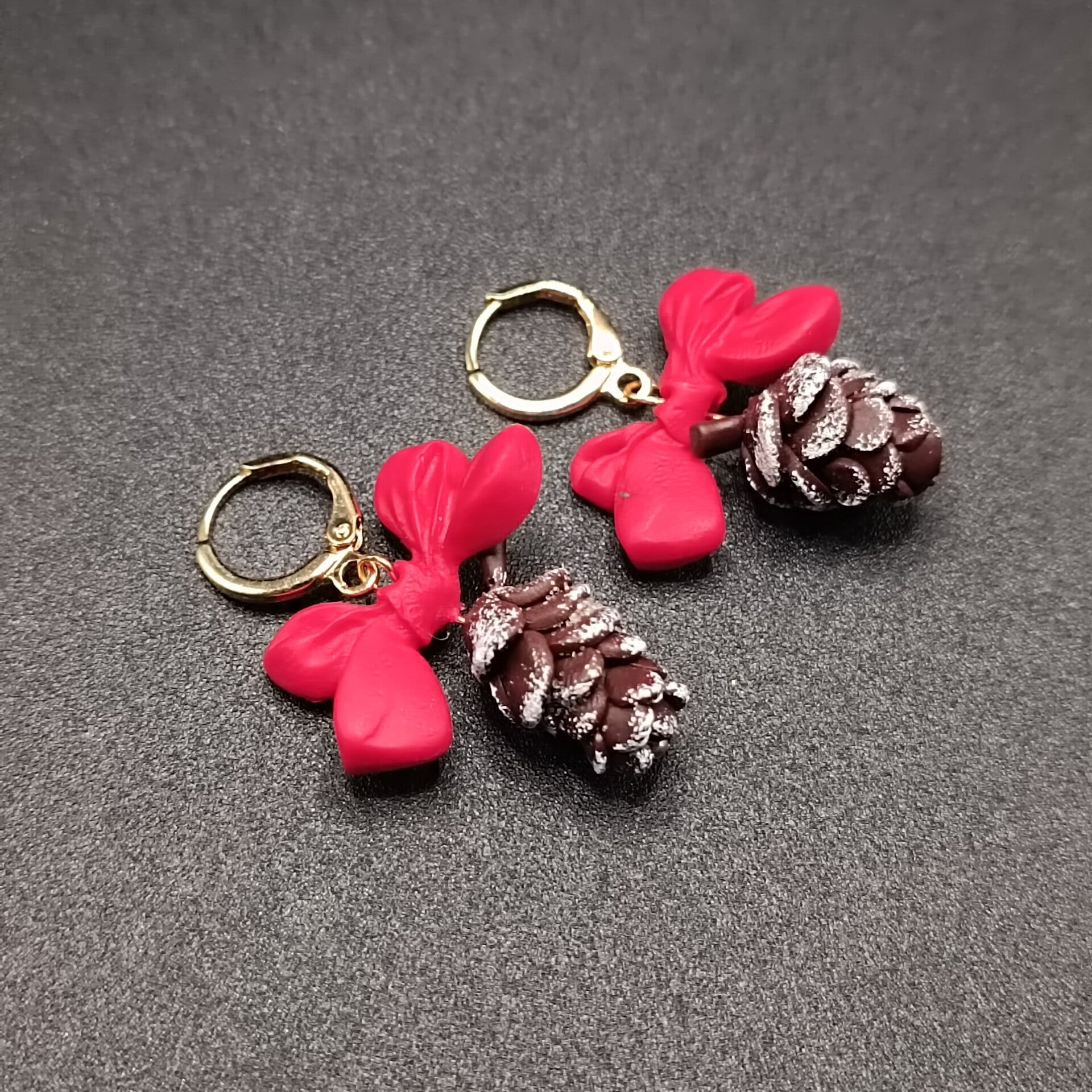 Boucles d'oreilles Creoles de Noel en Cernit