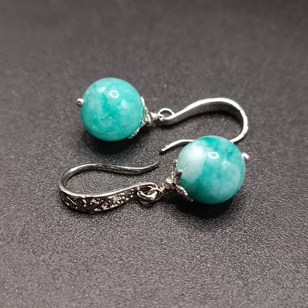 Boucles d'oreilles Crochets en Amazonite