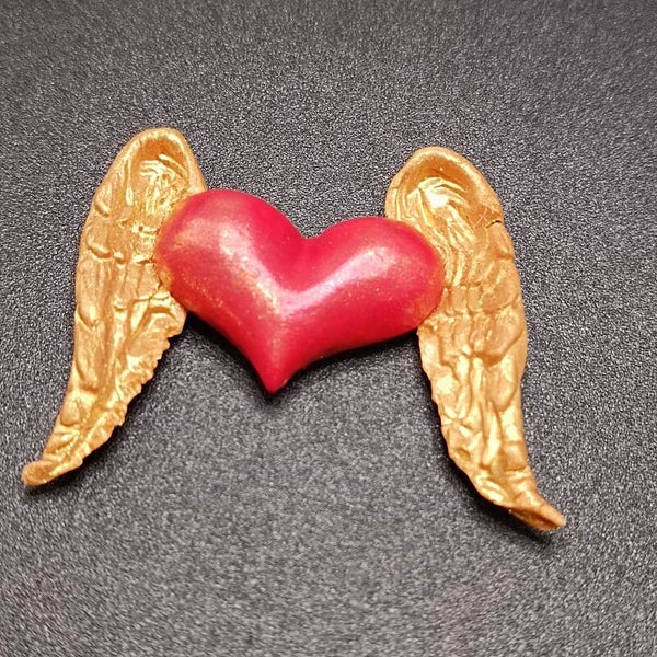 Petit Aimant de frigo Artisanal Coeur ailé