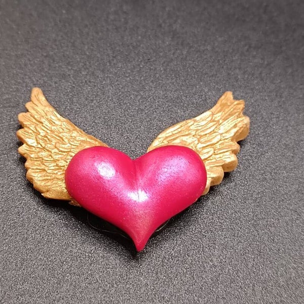 Petit Aimant de frigo Artisanal Coeur ailé