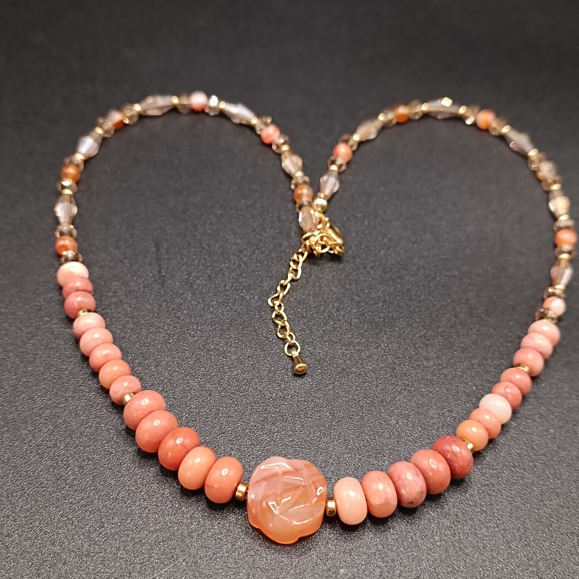 Collier Matinée en Heliolite / Pierre de Soleil & Cornaline