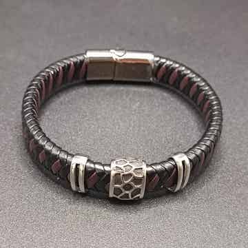 Bracelet Tressé Cuir Marron et Noir Homme