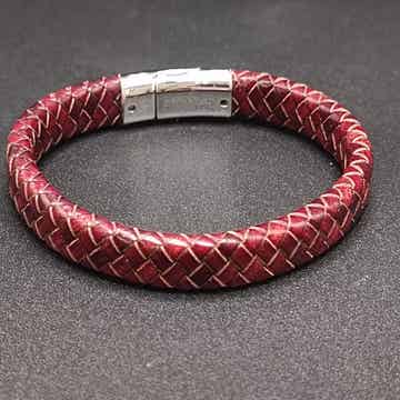 Bracelet Tressé Cuir Acajou Homme