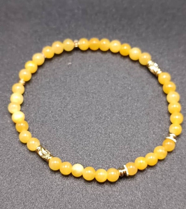 Bracelet Elastique en Agate Jaune Doré 4mm