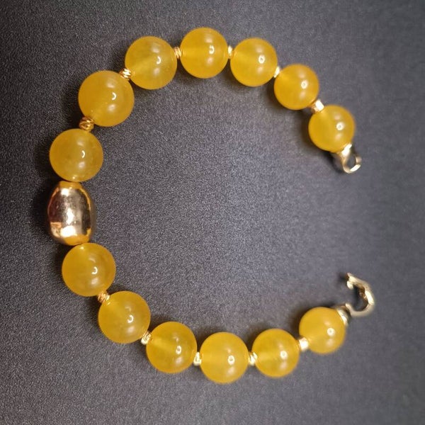 Bracelet  Clapet en Agate Jaune Doré 10mm