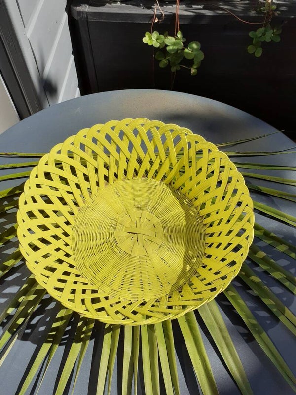 Panier  Osier VINTAGE Jonquille
