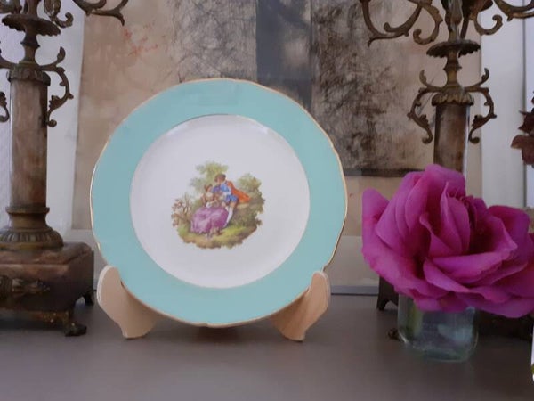 Jolie Petite Assiette à gateaux  Fragonard ( la declaration),  vintage , Manufacture de saint Amand