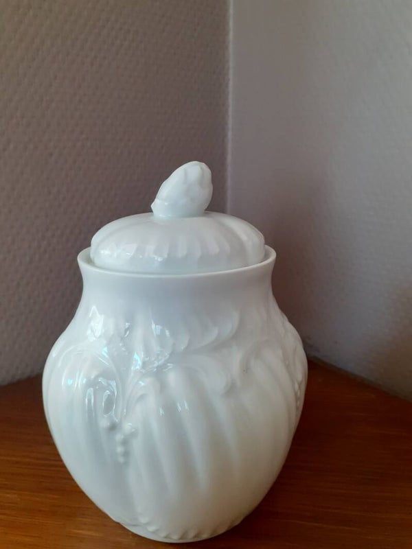 Sucrier porcelaine blanche motif floral
