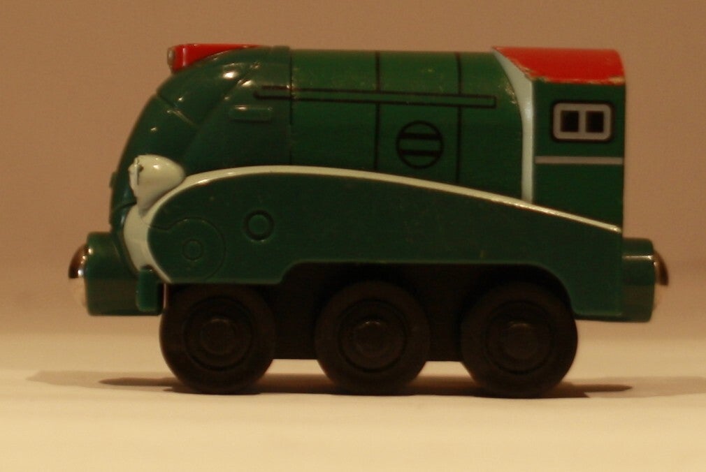 Chuggington Olwin rijdt op houten rails