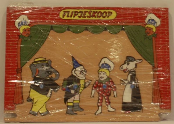 Flipjeskoop  met 4 flipje poppetjes triplex jaren 1960"