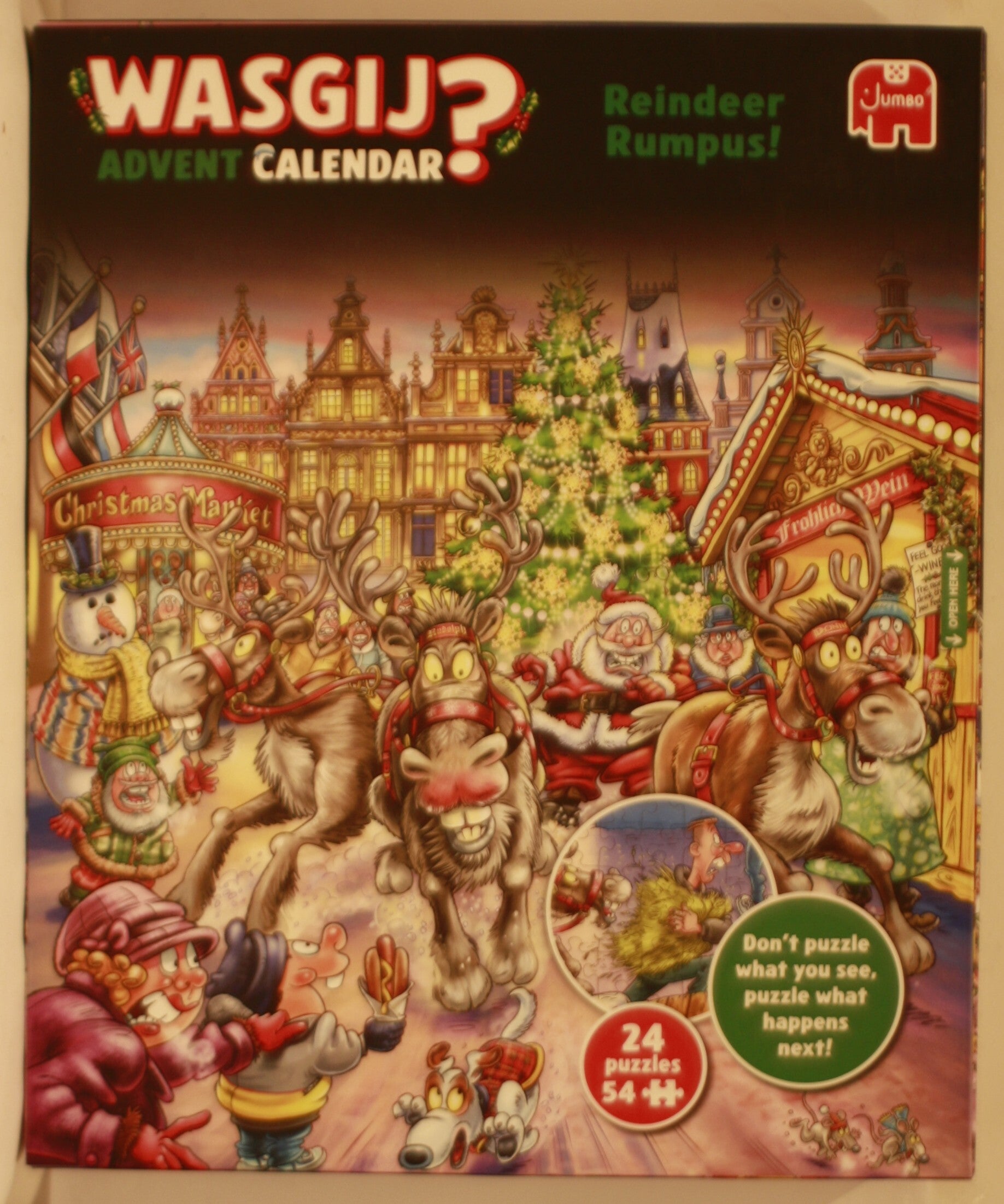 WasGij Christmas 1110100707 Advent puzzel 2025 Reindeer Rumpus 24 x 54 stukjes