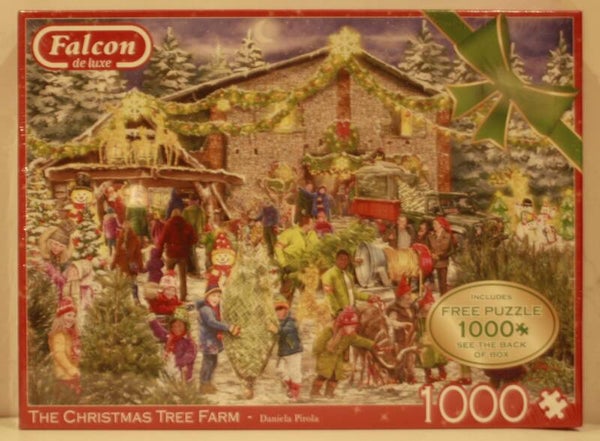Falcon 11394 puzzel The Christmas tree farm 1000 + 1000 stukjes
