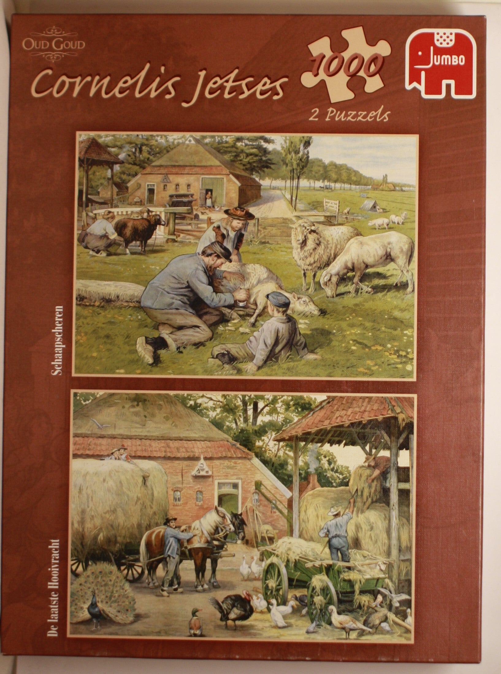 Jumbo Cornelis Jetses 81357 puzzel 2x 1000 st Schaapscheren / De Laatste Hooivracht
