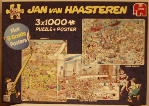 Jan van haasteren 81385  3 in 1 Olympics / New York marathon / United Europa 3 x 1000 stukjes