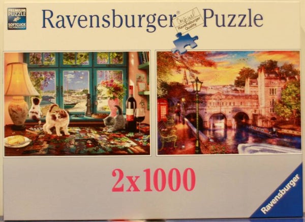 Ravensburger puzzel Puzzlers desk/bath romance 2x 1000 stukjes