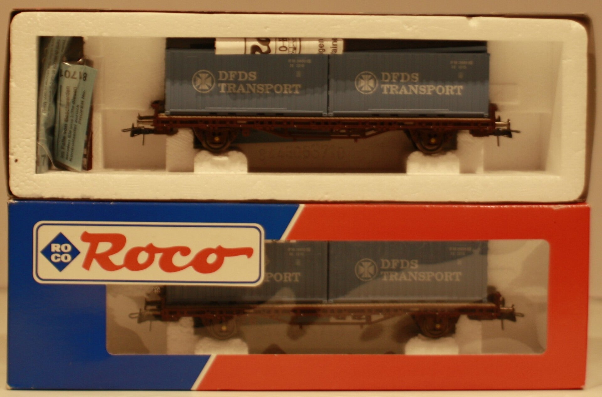 Roco DSB 46325 Rongenwagen met containers DFDS transport