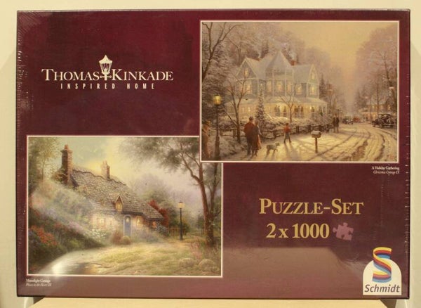 Schmidt  puzzel Moonlight Cottage/ A Holiday Gathering 2 x 1000 stukjes