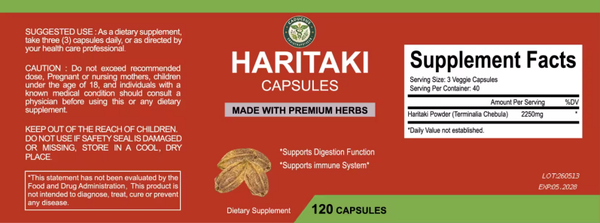 Haritaki Capsules – Traditioneel Ayurvedisch Kruid