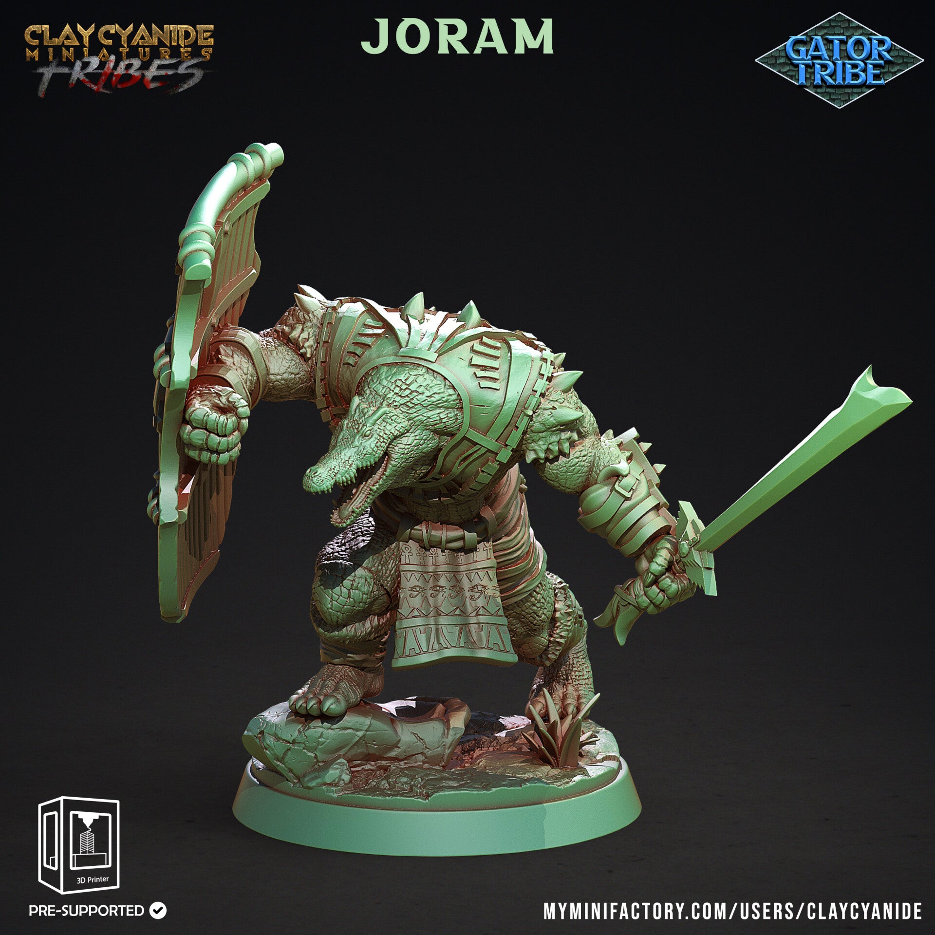 Gator Tribe - Joram - 32mm model - by Clay Cyanide