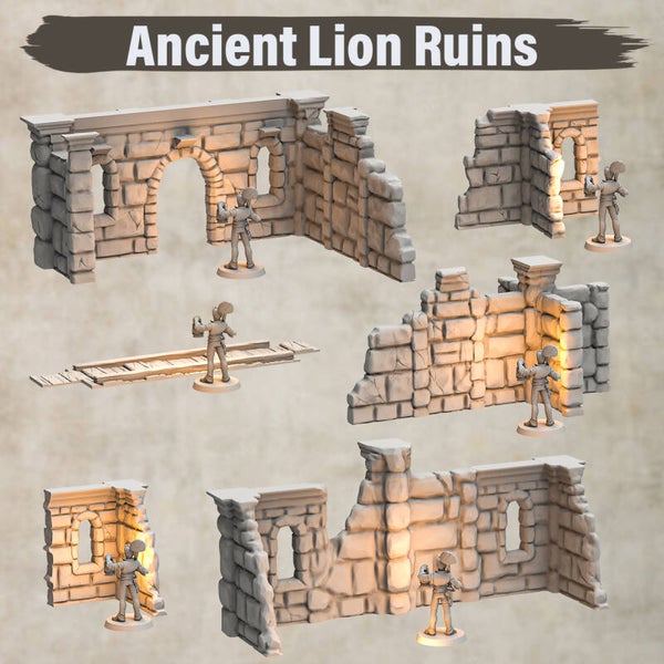 Ancient Lion Ruins - Set 1 - by 3DHexes