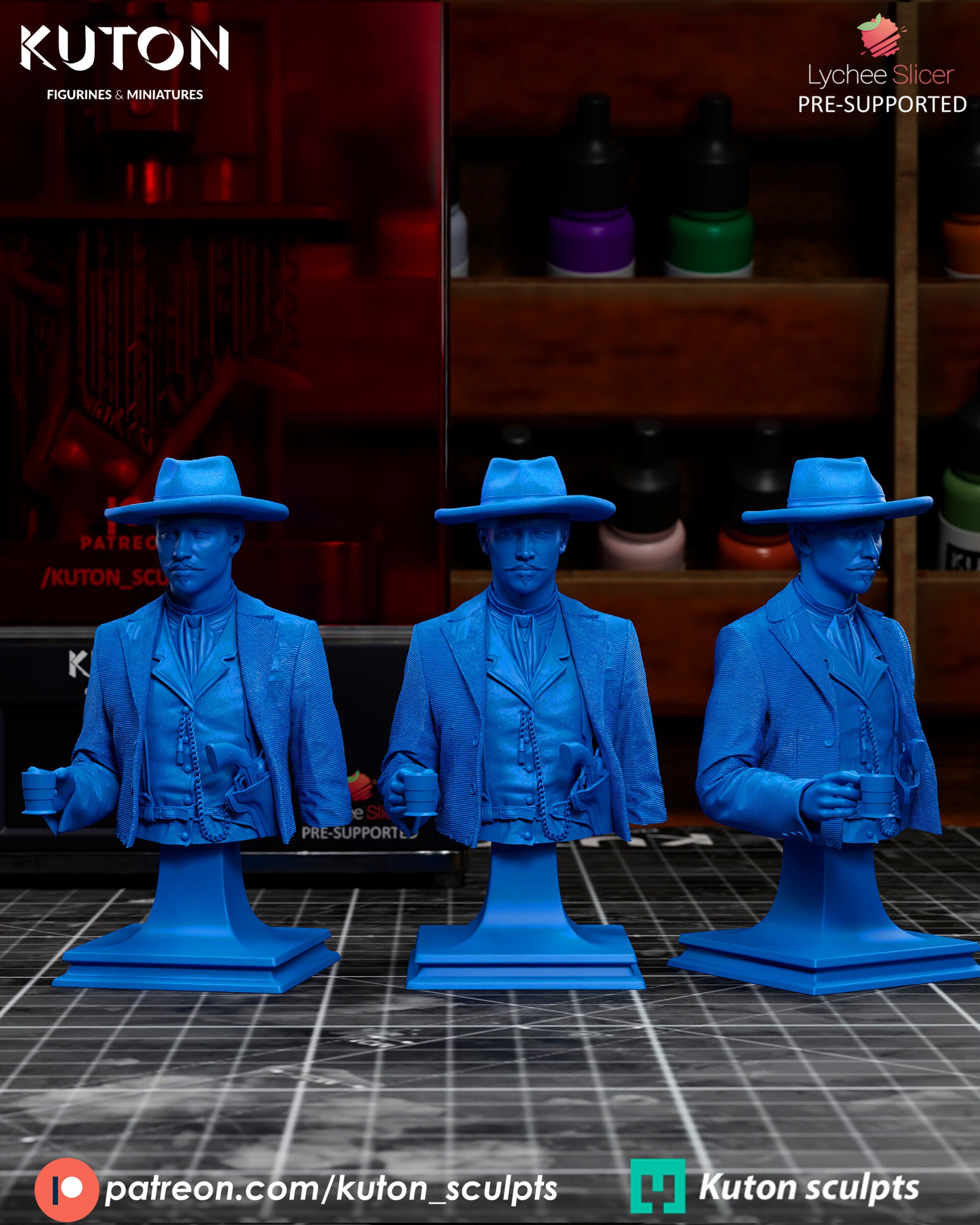 Doc Holiday with Cup - Bust - by Kuton Figurines