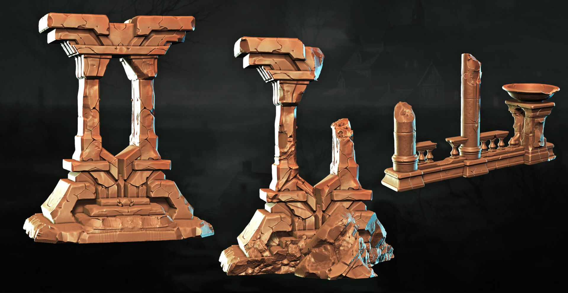Shattered Dwarven Ruins - Set 16 - Scenery - 28/32mm - by Lita Minis