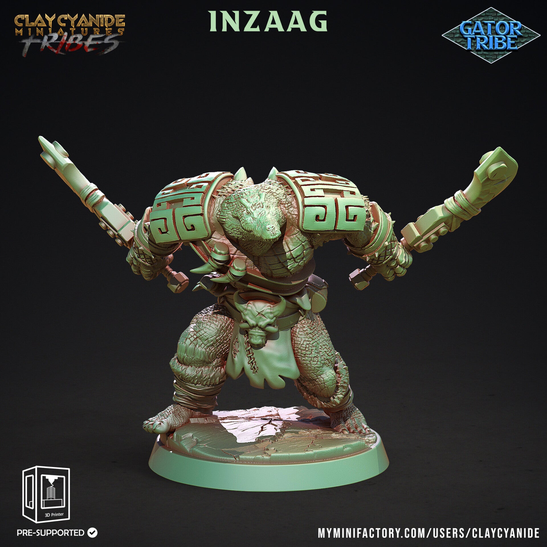 Gator Tribe - Inzaag - 32mm model - by Clay Cyanide