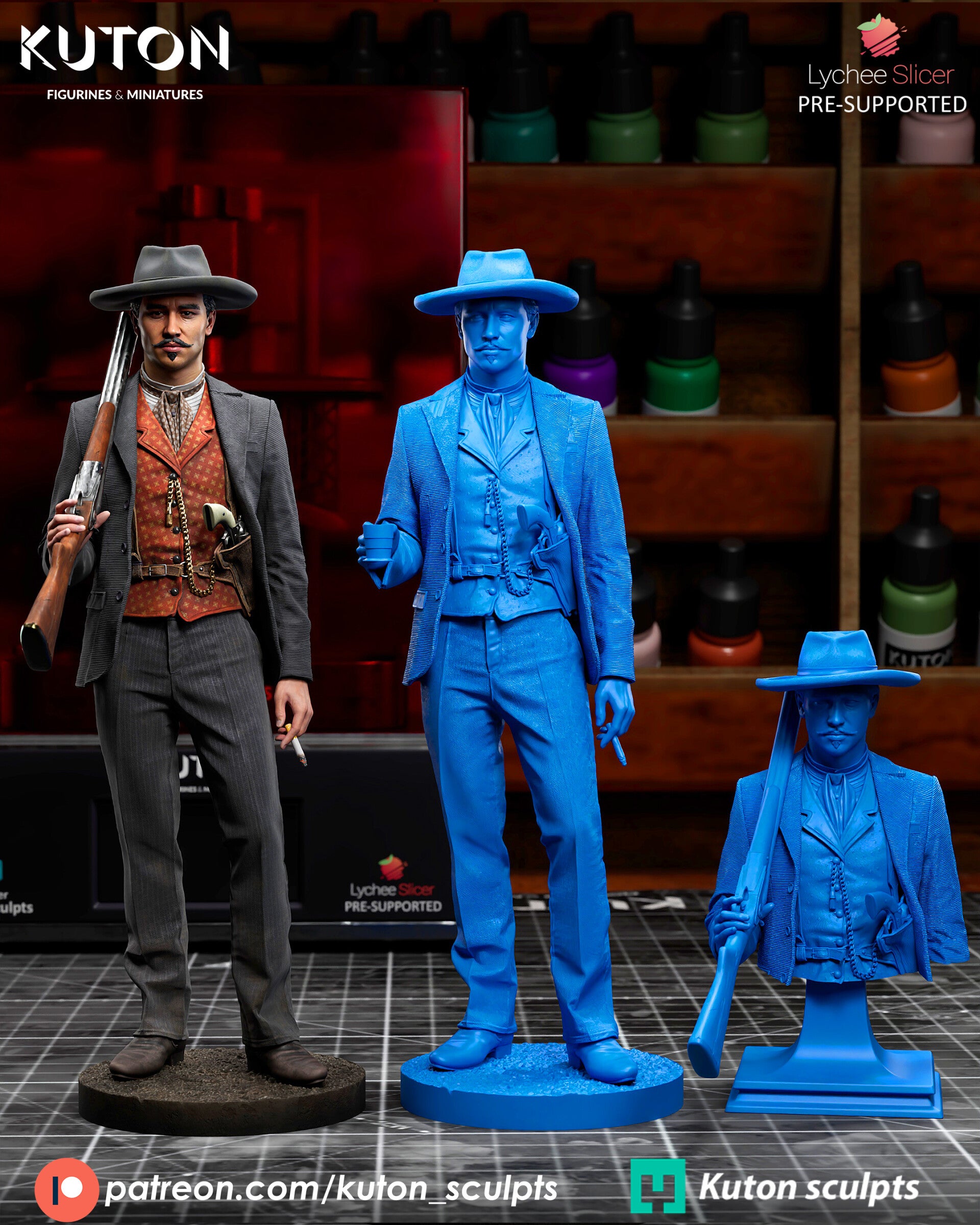 Doc Holiday with cup - Figurine 203 mm - by Kuton Figurines