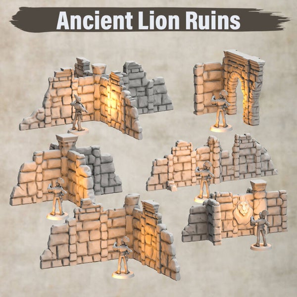 Ancient Lion Ruins - Set 2 - by 3DHexes