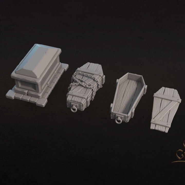 Coffins set - 32mm Scenery - by Great Grimoire