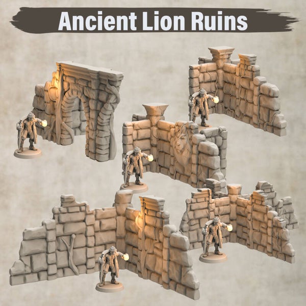 Ancient Lion Ruins - Set 3 - by 3DHexes