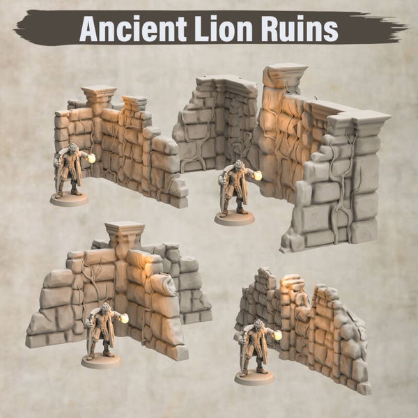 Ancient Lion Ruins - Set 4 - by 3DHexes