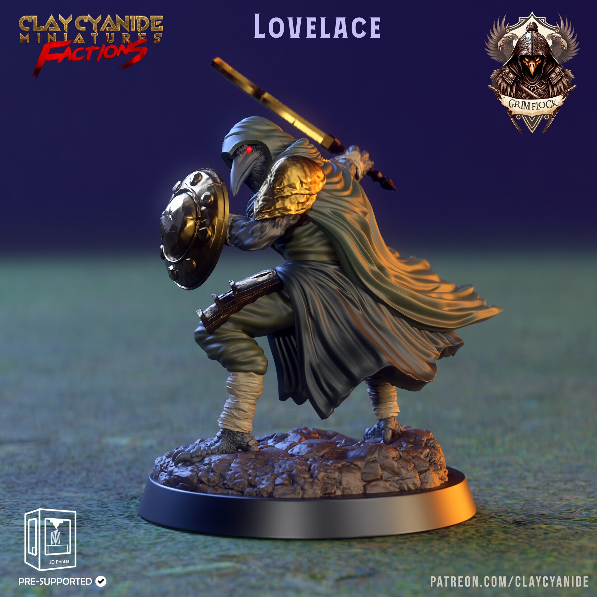 The Grimflock - Lovelace - 32mm model - by Clay Cyanide