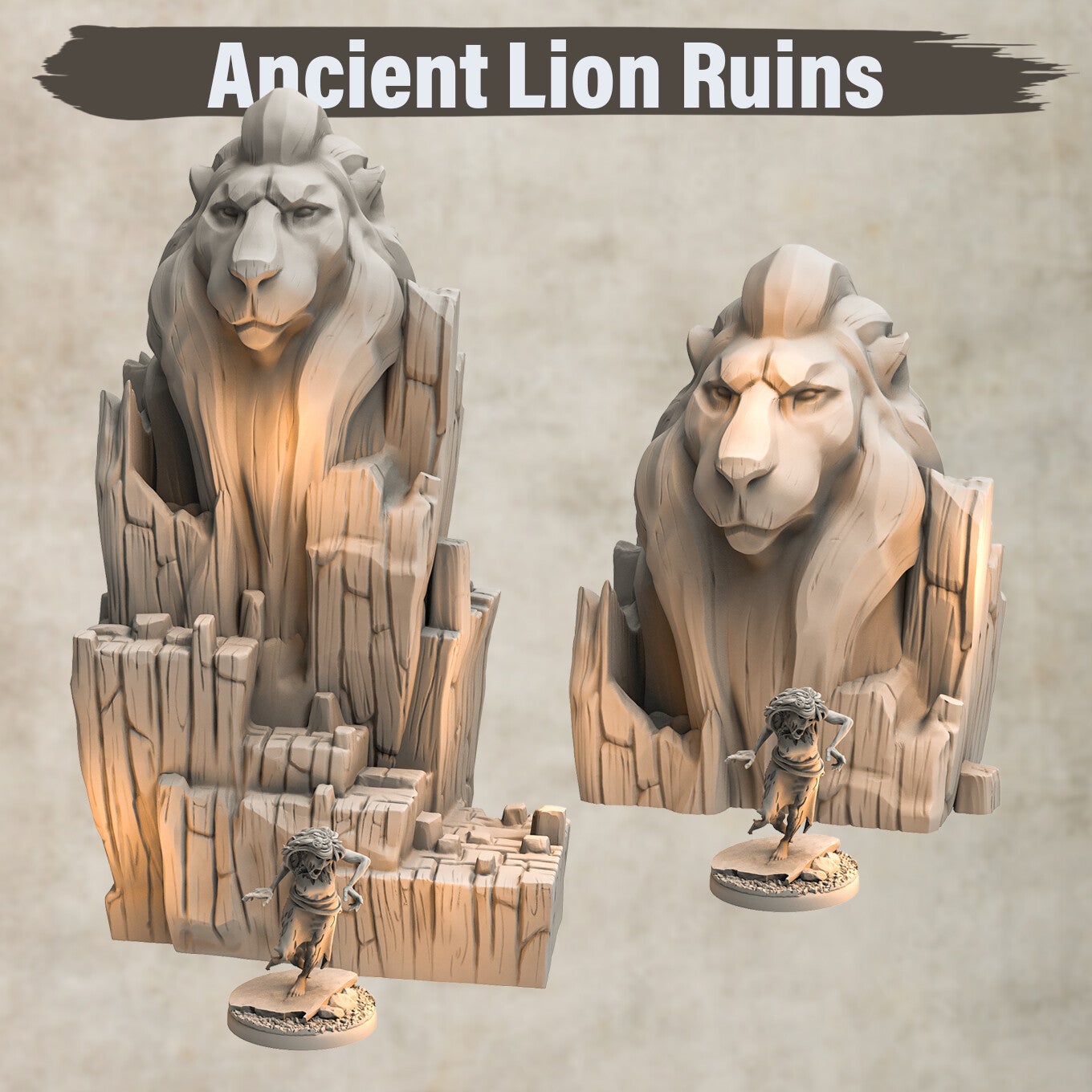 Ancient Lion Ruins - Set 6 - by 3DHexes