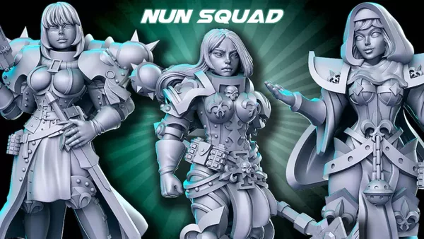 Nun Squad - Total Squad (23x Figurines)  - 32mm - by RN-Estudio