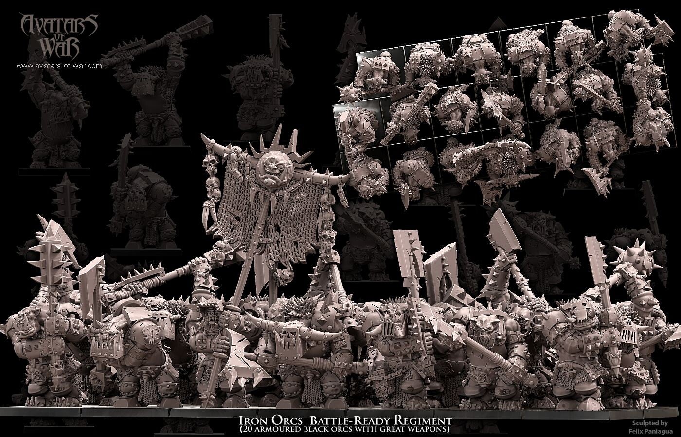 Iron Orcs 3x Battleready Command Group - By Avatars of War