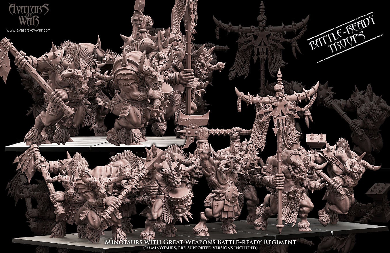 Minotaurs with Greatweapons Battleready Regiment 5x (without command) - By Avatars of War