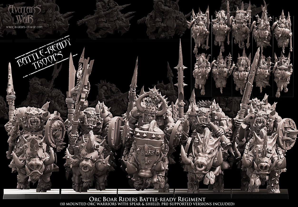 Orc Boar Riders 10x Battleready regiment - By Avatars of War