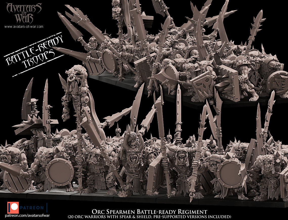 Orc Spearmen 3x Battleready Command Group - By Avatars of War