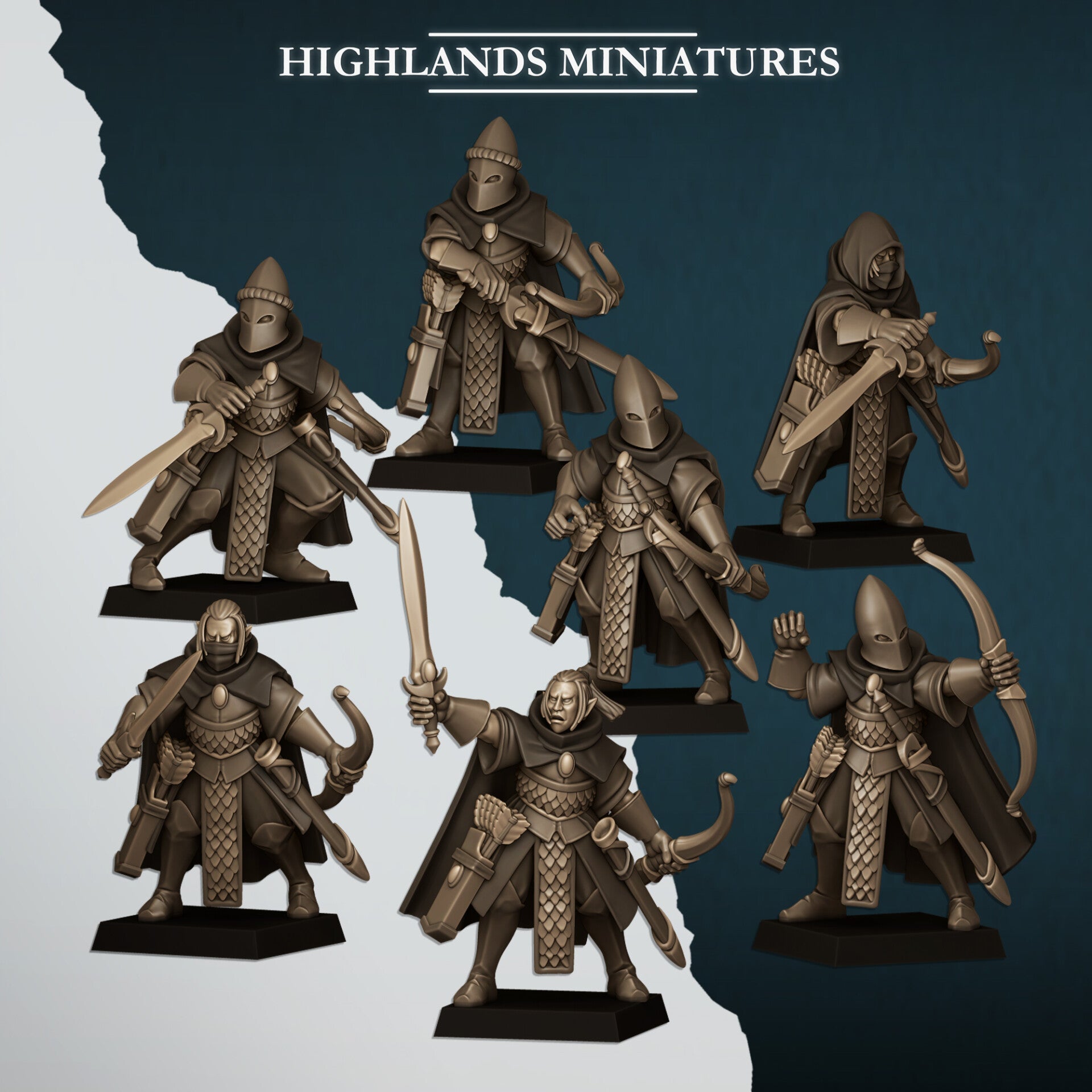 Aegean Elves - 5x Aegean Shadows (without champion) - By Highlands Miniatures