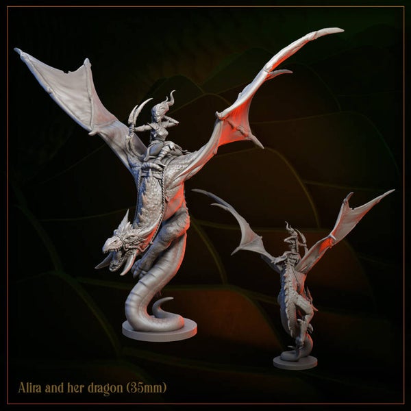 Wing Forge - Aira and her Dragon - 32mm - by Great Grimoire