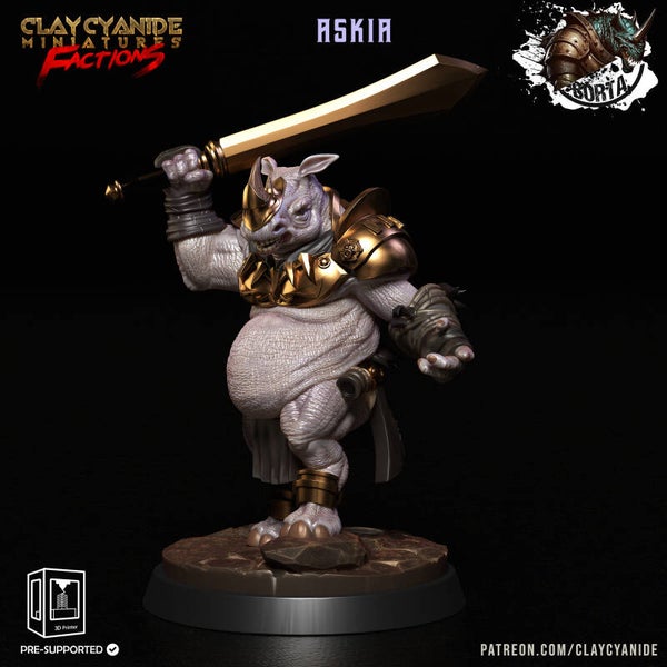 Battle Bortas - Askia - 32mm model - by Clay Cyanide