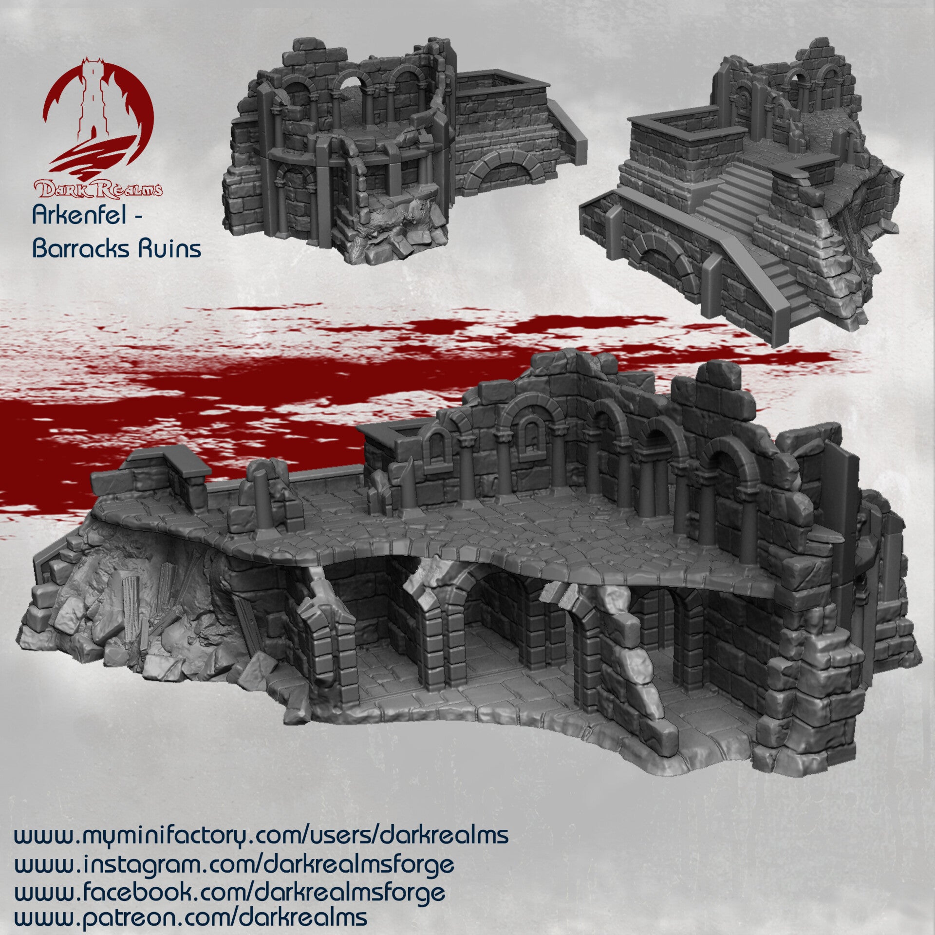 Arkenfel Ruins Barracks Building A - Scenery - 28/32mm - by Dark Realms Forge