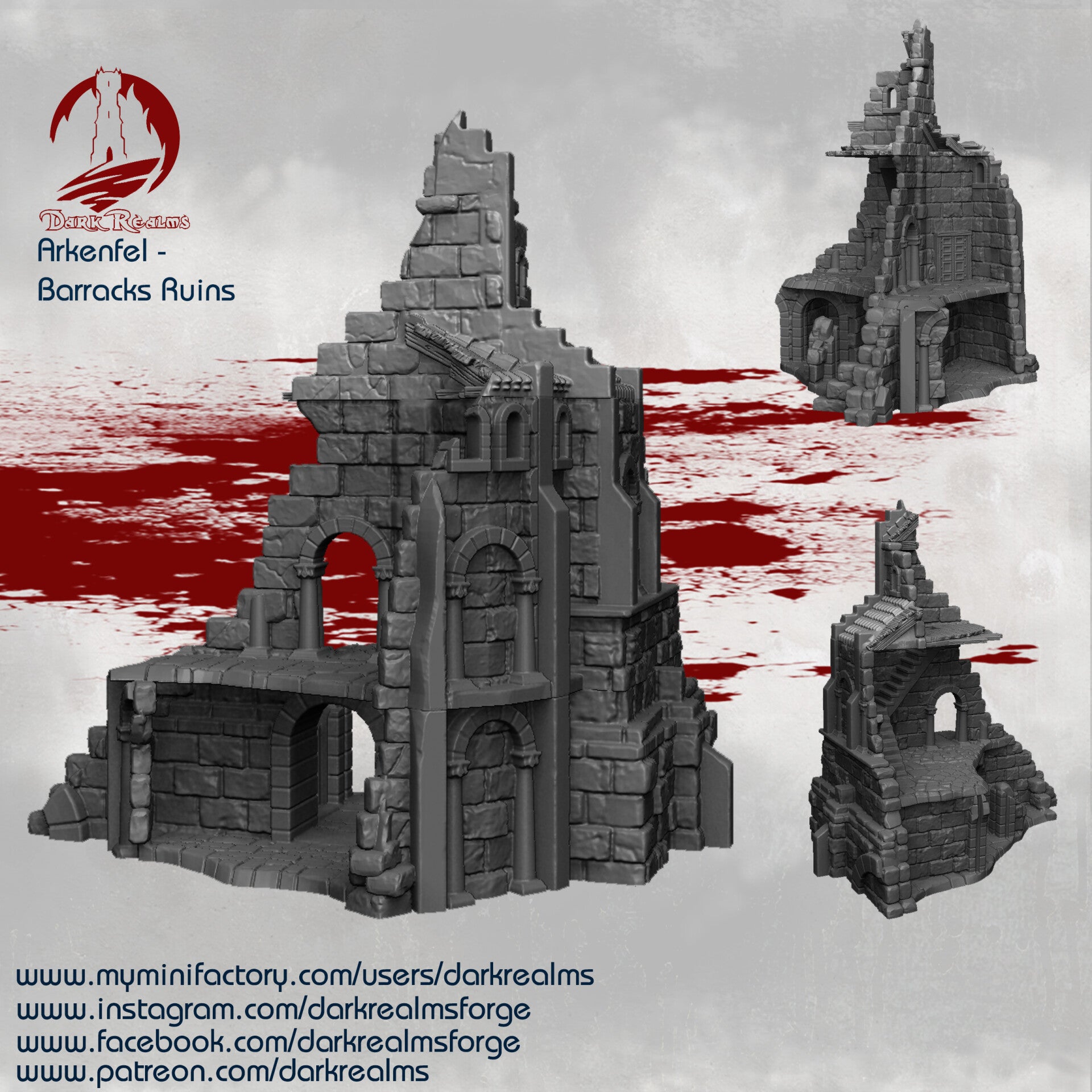 Arkenfel Ruins Barracks Building B - Scenery - 28/32mm - by Dark Realms Forge