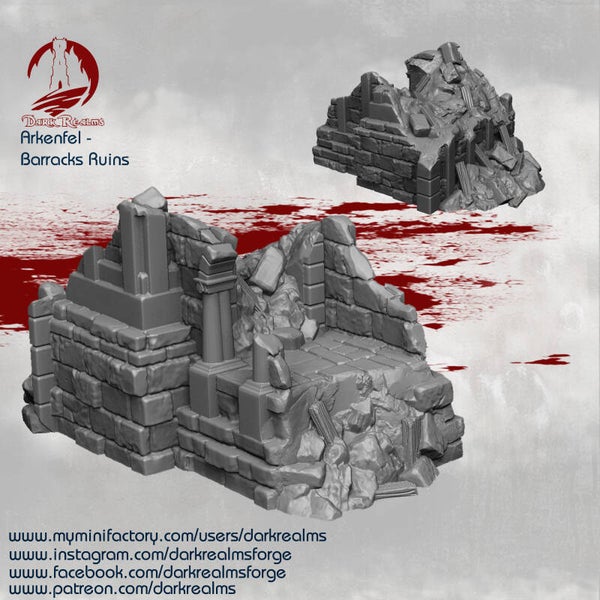 Arkenfel Ruins Barracks Gate - Scenery - 28/32mm - by Dark Realms Forge