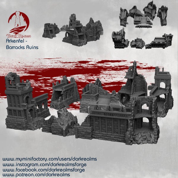 Arkenfel Ruins Barracks Complete set - Scenery - 28/32mm - by Dark Realms Forge
