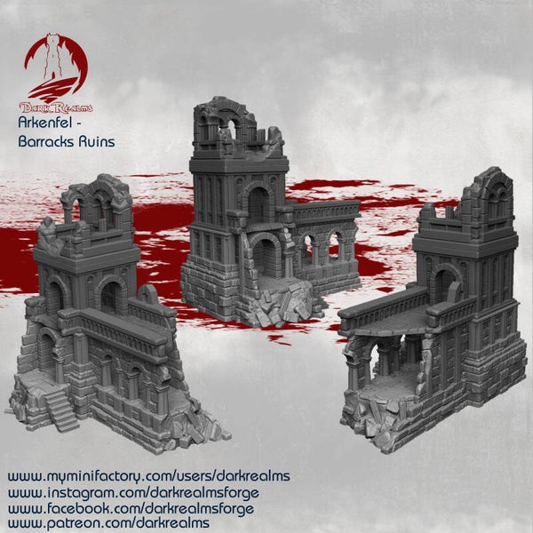 Arkenfel Ruins Barracks Walls D - Scenery - 28/32mm - by Dark Realms Forge