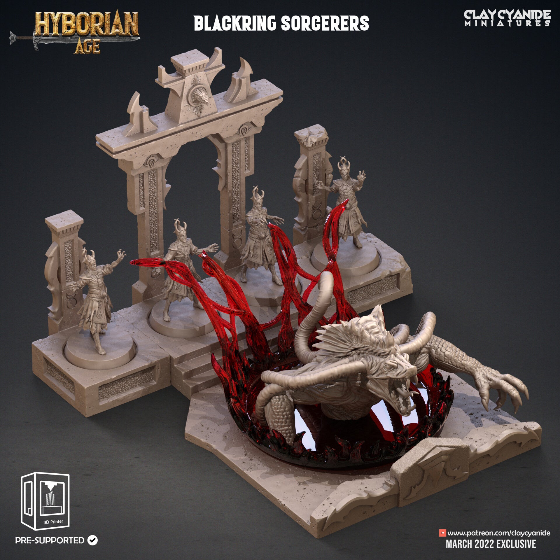 Hyborean Age - Black Ring Altar with magic effect (no miniatures) - by Clay Cyanide