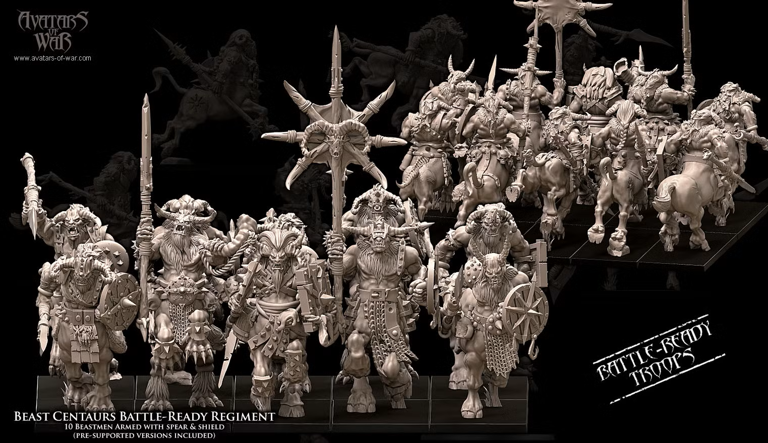 Battleready Beast Centaurs 5x with Command - By Avatars of War